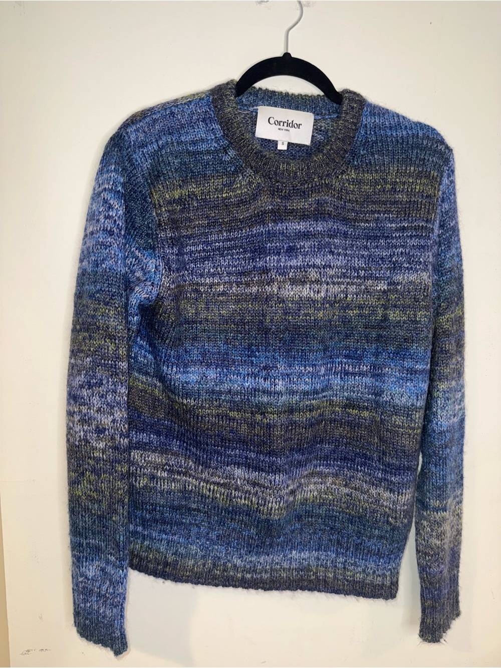 Corridor New York Men’s S Blue Space Dye Crewneck Sweater Unworn